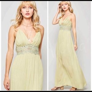 Sage boho lace maxi dress